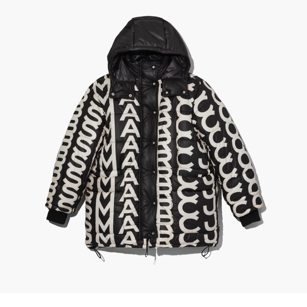 Marc Jacobs Monogram Oversized Quilted Puffer Jacket Black and white Size Medium